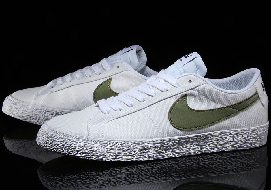 Nike Sb Blazer Low Canvas White Palm Green 2