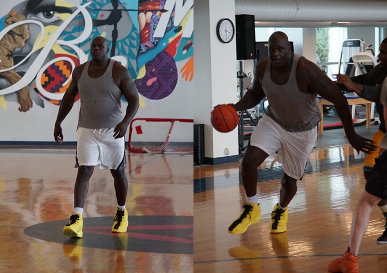 Shaq Debuts New Shoe While Playing Ball At Reebok Headquarters