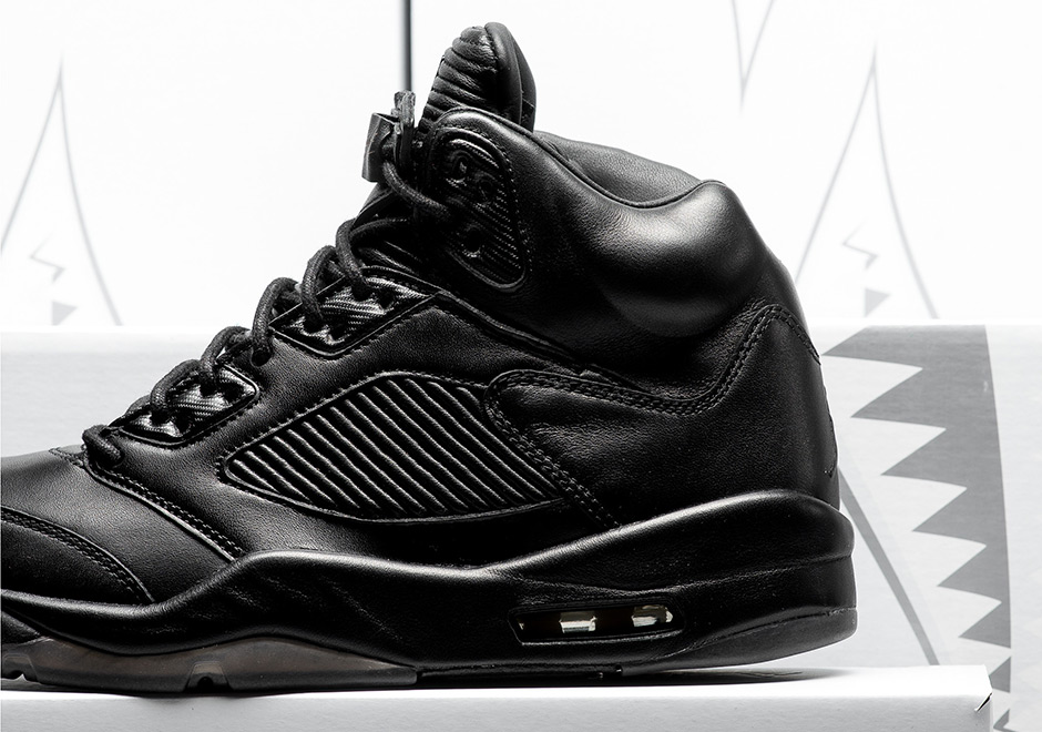 Air Jordan 5 Retro Premium Black Black 881432 010 Flight Jacket 4