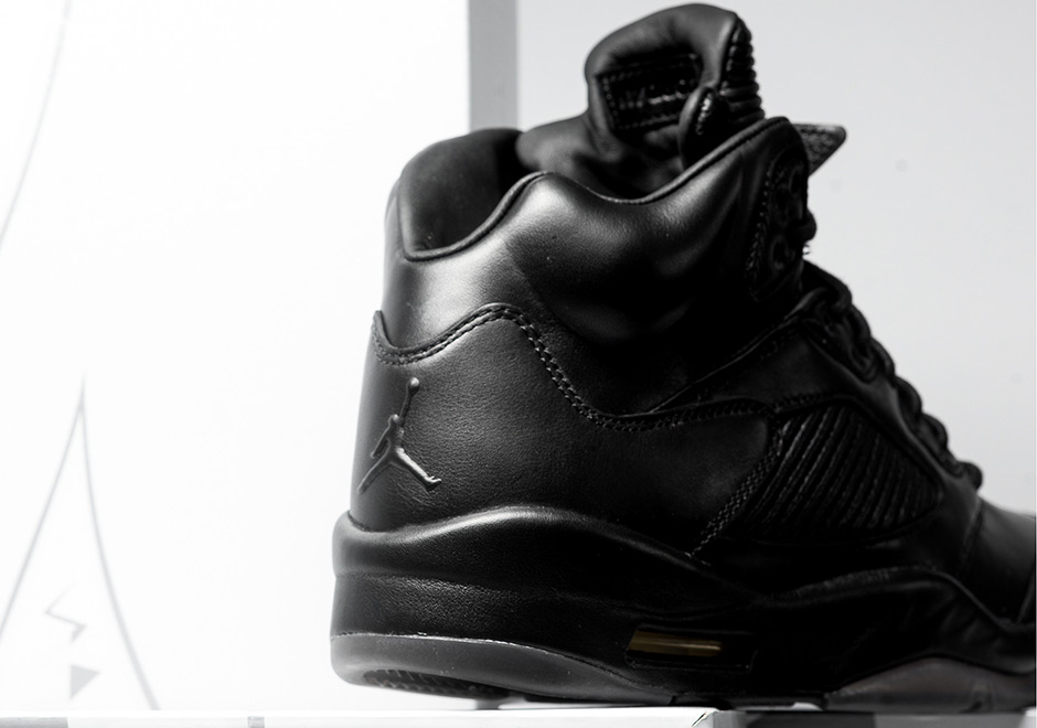 Air Jordan 5 Retro Premium Black Black 881432 010 Flight Jacket 5