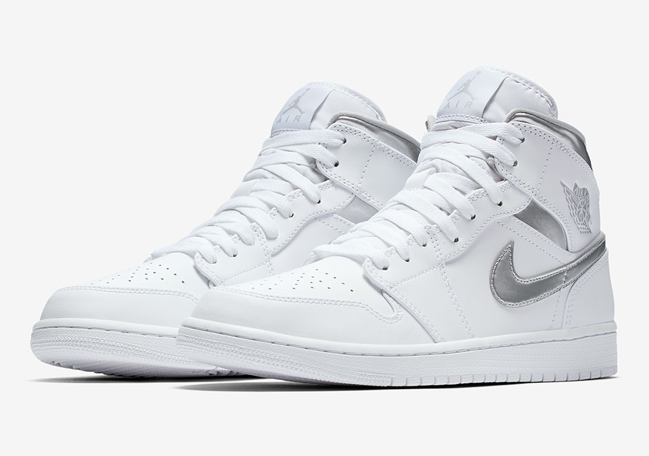 Air Jordan 1 Mid White Metallic Silver 554724 105 1