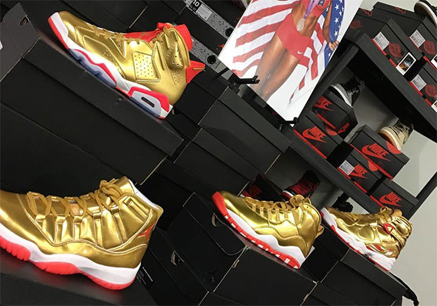 Olympic Medalist Brigetta Barrett Displays Golden Air Jordan PE Set