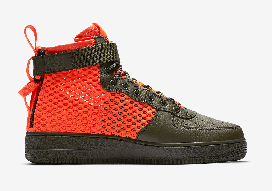 Nike Sf Af1 Mid Mesh Cargo Khaki Total Crimson Aa7345 300 3