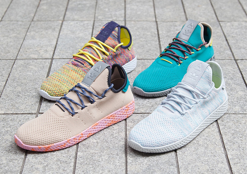 The Four Colorful New Pharrell x adidas Tennis Hu Colorways Drop Tomorrow