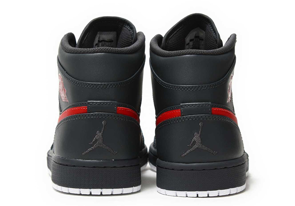 Air Jordan 1 Mid Anthracite Gym Red White 554724 045 05