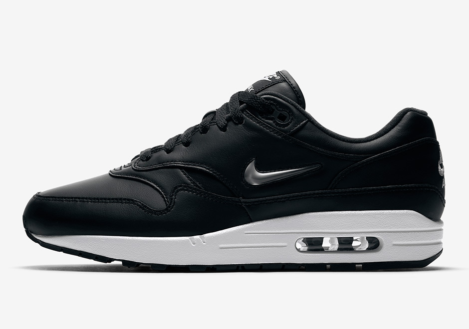 Nike Air Max 1 Jewel Black Metallic Silver Leather 2