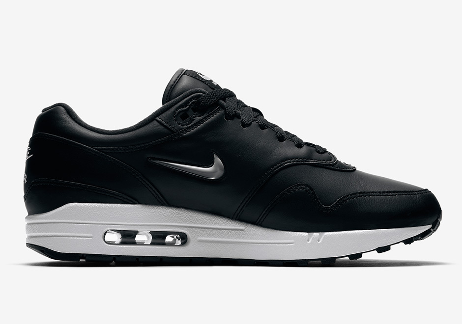 Nike Air Max 1 Jewel Black Metallic Silver Leather 3