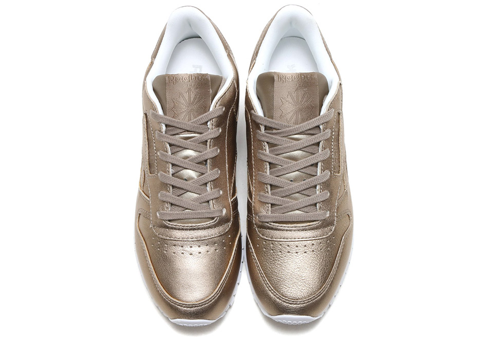 Reebok Classic Leather Metallic Gold Grey Gold Bs7898 5