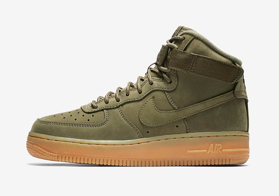 Nike Air Force 1 High Kids Olive Nubuck Gum 922066 202 2