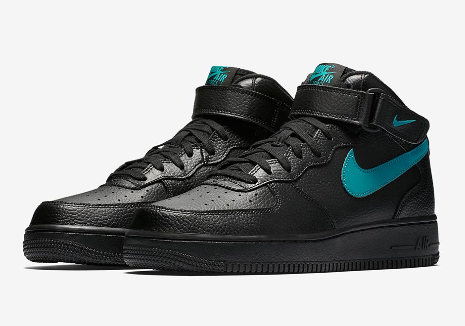 Nike Air Force 1 Mid Black Neptune Green Reflective Swoosh 315123 045 1