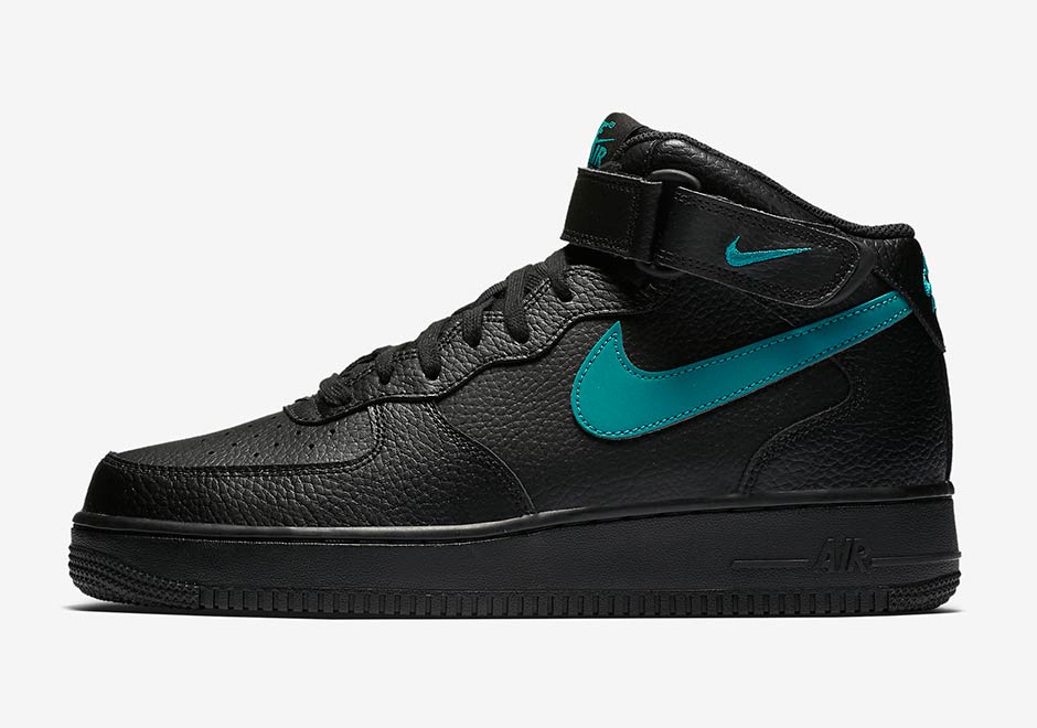 Nike Air Force 1 Mid Black Neptune Green Reflective Swoosh 315123 045 2