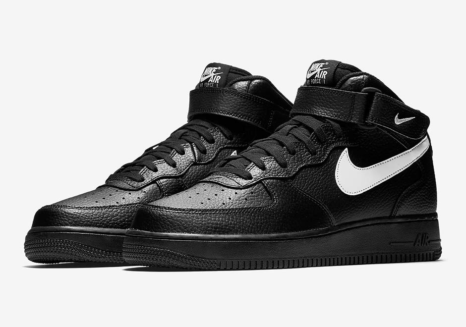 Nike Air Force 1 Mid Black White Reflective Swoosh 315123 043 1