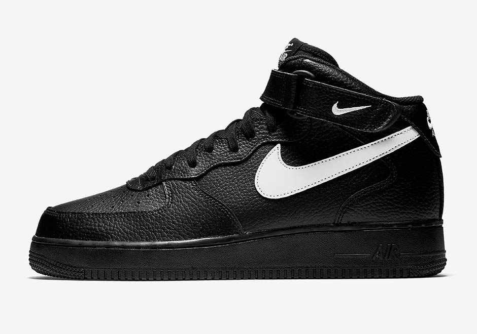 Nike Air Force 1 Mid Black White Reflective Swoosh 315123 043 2