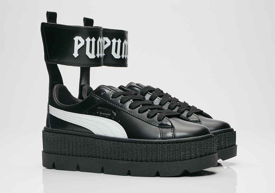 Rihanna Puma Fenty Ankle Strap Platform Sneaker Black White 1