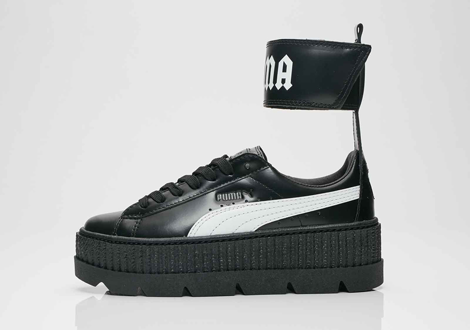 Rihanna Puma Fenty Ankle Strap Platform Sneaker Black White 2