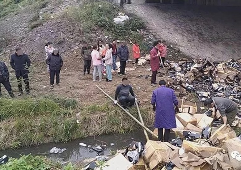 Nearly Half Million Dollars Worth Of adidas Sneakers Looted By Villagers After Truck Catches Fire