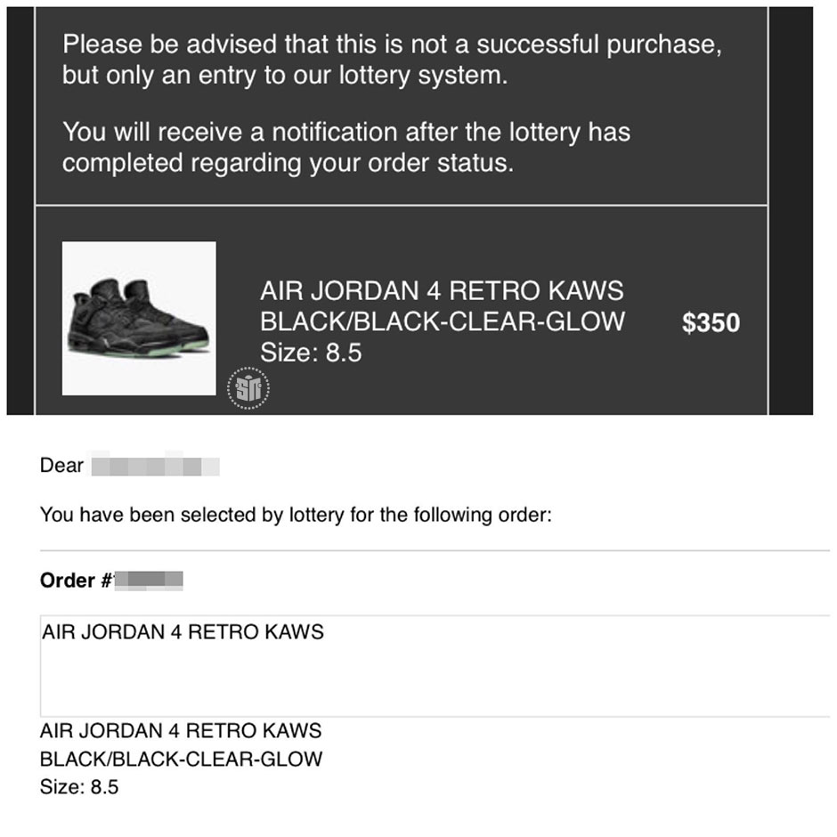 Here's What Winning (And Losing) The Black KAWS x Air Jordan 4 Lottery Looks Like