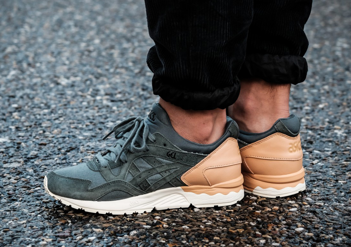 Asics Gel Lyte V Tan Heel Green Suede 3