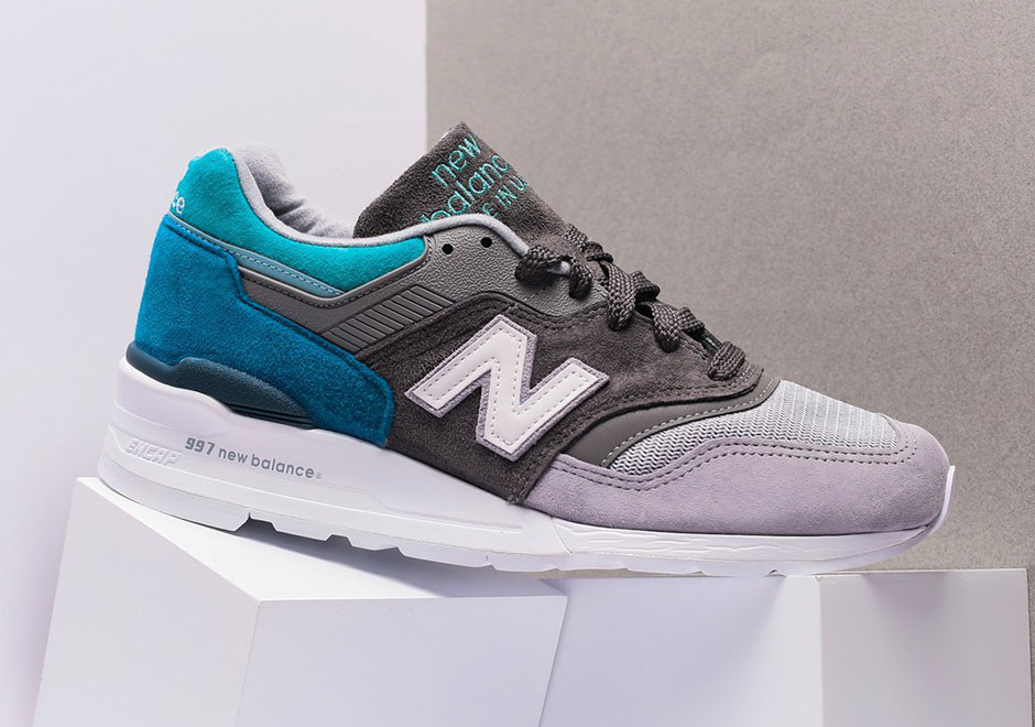 The New Balance 997 Appears In A Soothing Grey And Aqua Combination