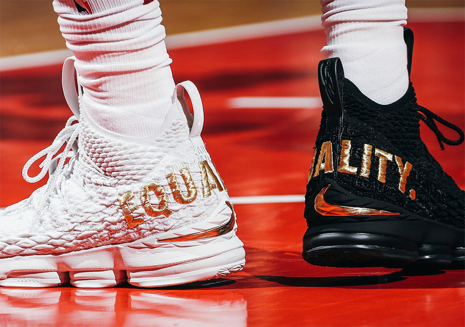 LeBron James Sports Alternate White/Black Nike LeBron 15 With Message Of Equality