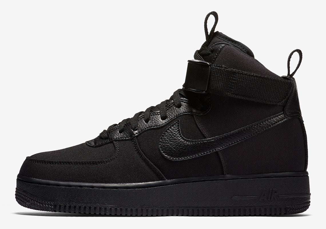 Nike Air Force 1 High Triple Black Canvas Ah6768 001 Release Info 3