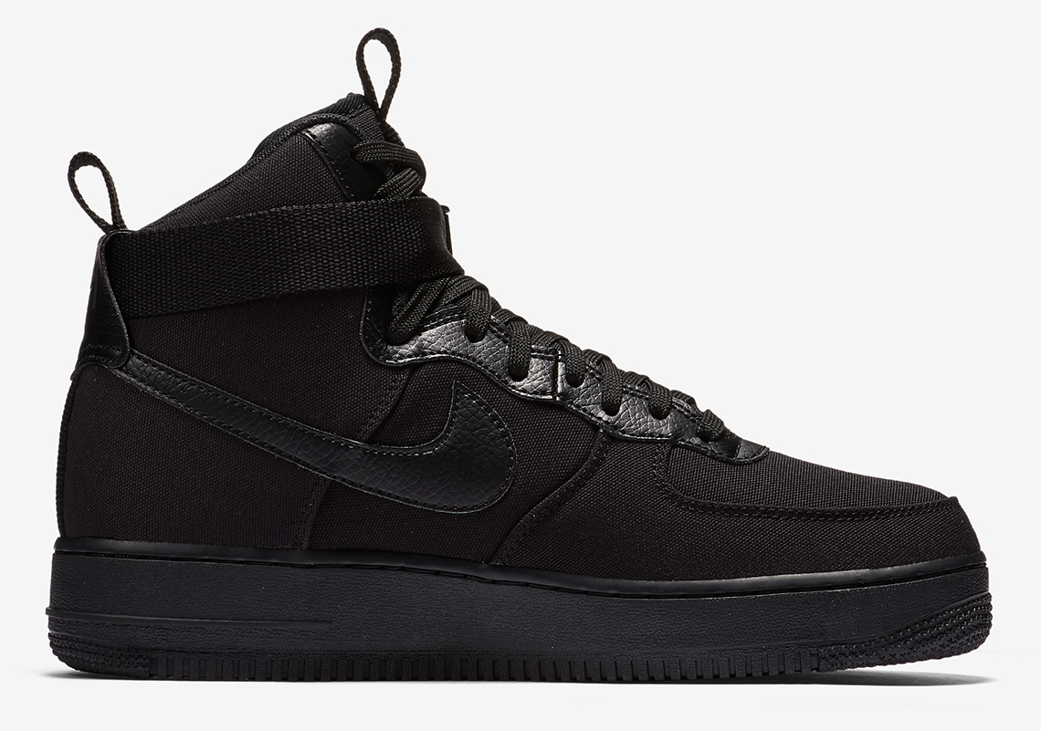 Nike Air Force 1 High Triple Black Canvas Ah6768 001 Release Info 5