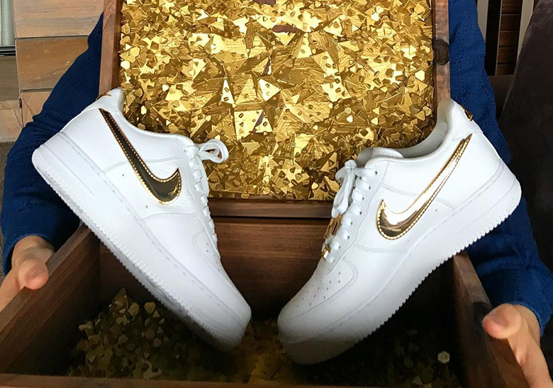 Cristiano Ronaldo Gifted Nike Air Force 1 With 24k Gold Swooshes For His Birthday