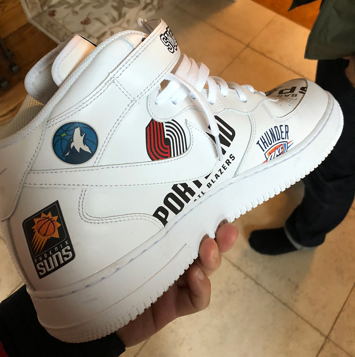 Supreme Nike Air Force 1 Mid White Nba Logo 2