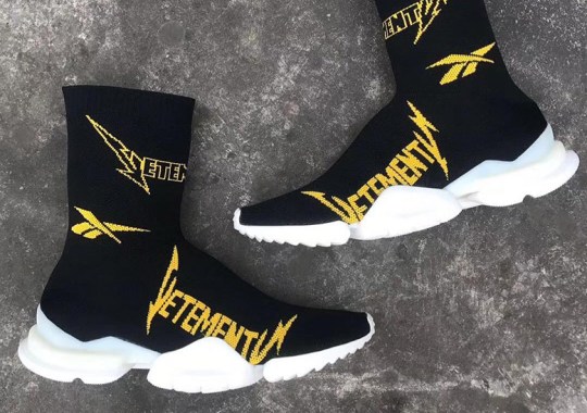 Upcoming VETEMENTS x Reebok Sock Runner Plays Off Of Metallica Logo