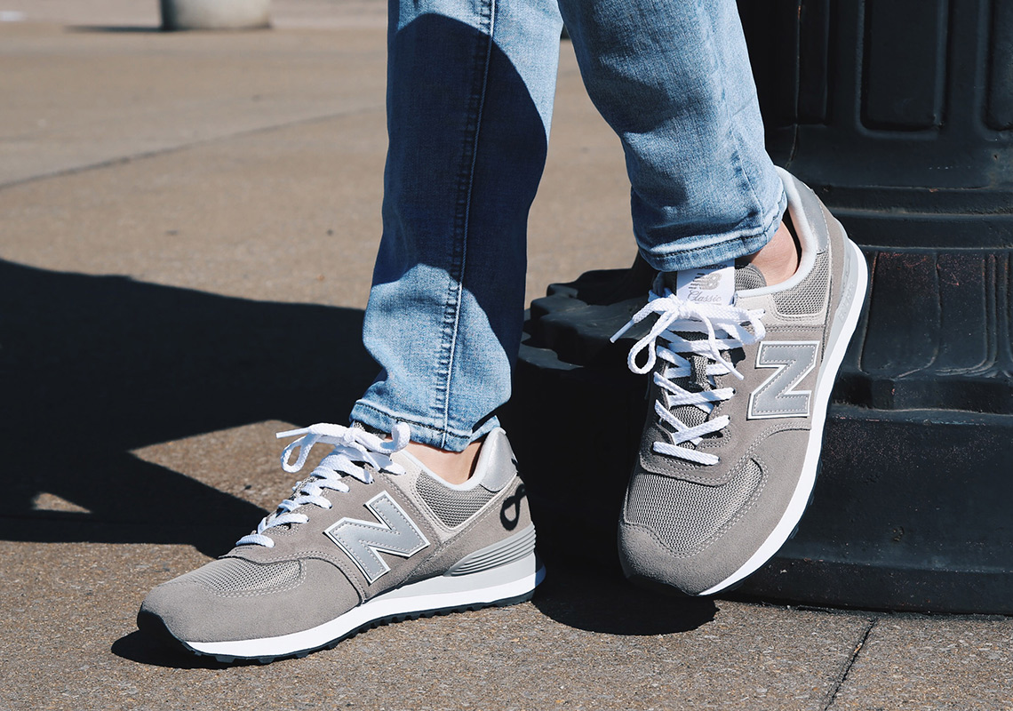 New Balance 574 Classic Grey On Foot 4