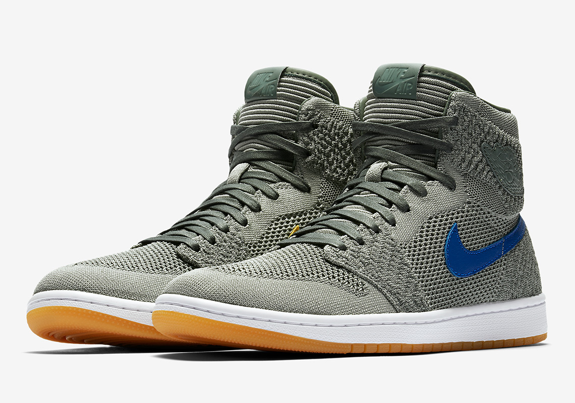 Air Jordan 1 Retro High Flyknit "Clay Green" Features Alternate Colored Swooshes