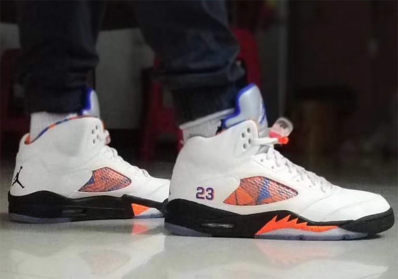 Air Jordan 5 "Knicks" Reveals New Pattern Beneath The Translucent Window