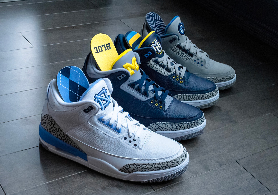 Here's A Look The Full Air Jordan 3 College PE Set