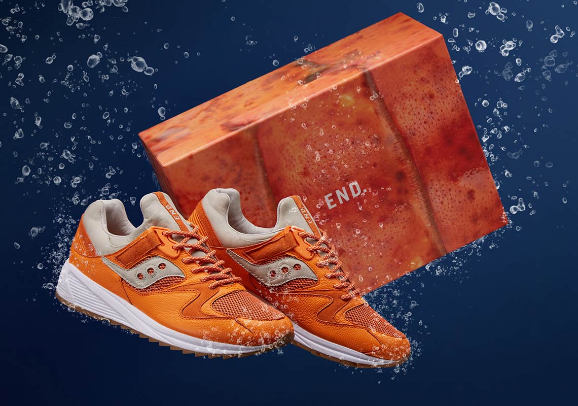 END And Saucony Reel In Lobster-Themed Grid 8500