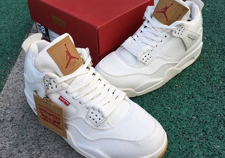 Levi's x Air Jordan 4 Releasing In White And Black Denim