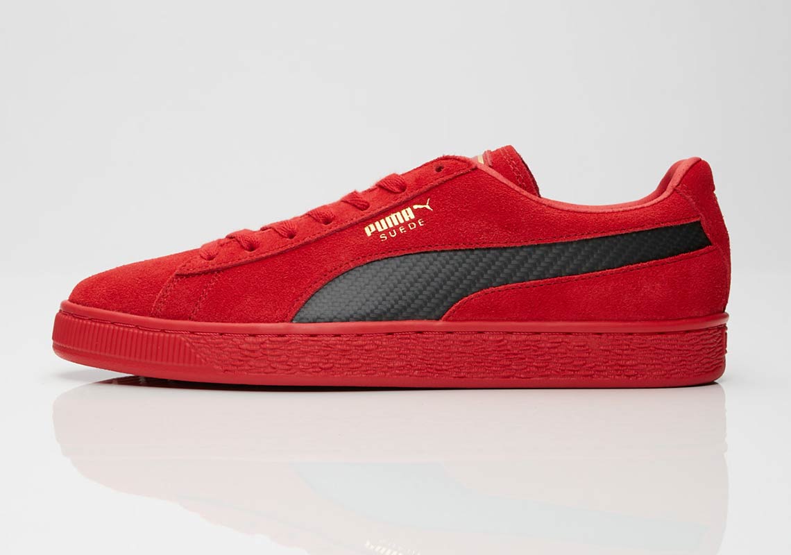 Puma Suede Red Black Carbon Fiber 3