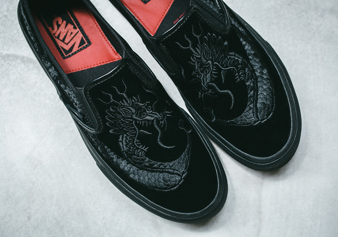 Japan's DELUXE Embroiders Black Dragons Onto The Vans Slip-On