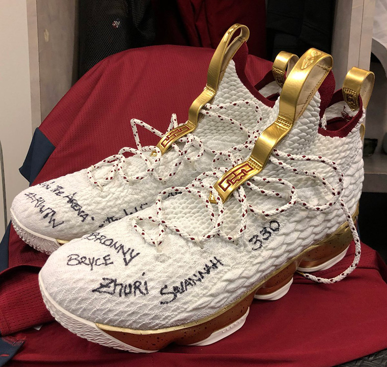 LeBron James Sports Golden Nike LeBron 15 PE For Game 1