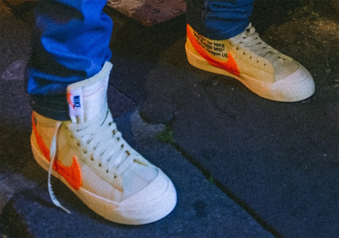 An Off-White x Nike Blazer In Cream/Orange Debuts At Paris Fashion Week