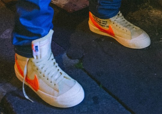 An Off-White x Nike Blazer In Cream/Orange Debuts At Paris Fashion Week