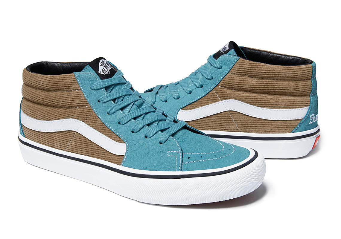 Supreme Vans Croc Corduroy Sk8 Mid Aqua Brown