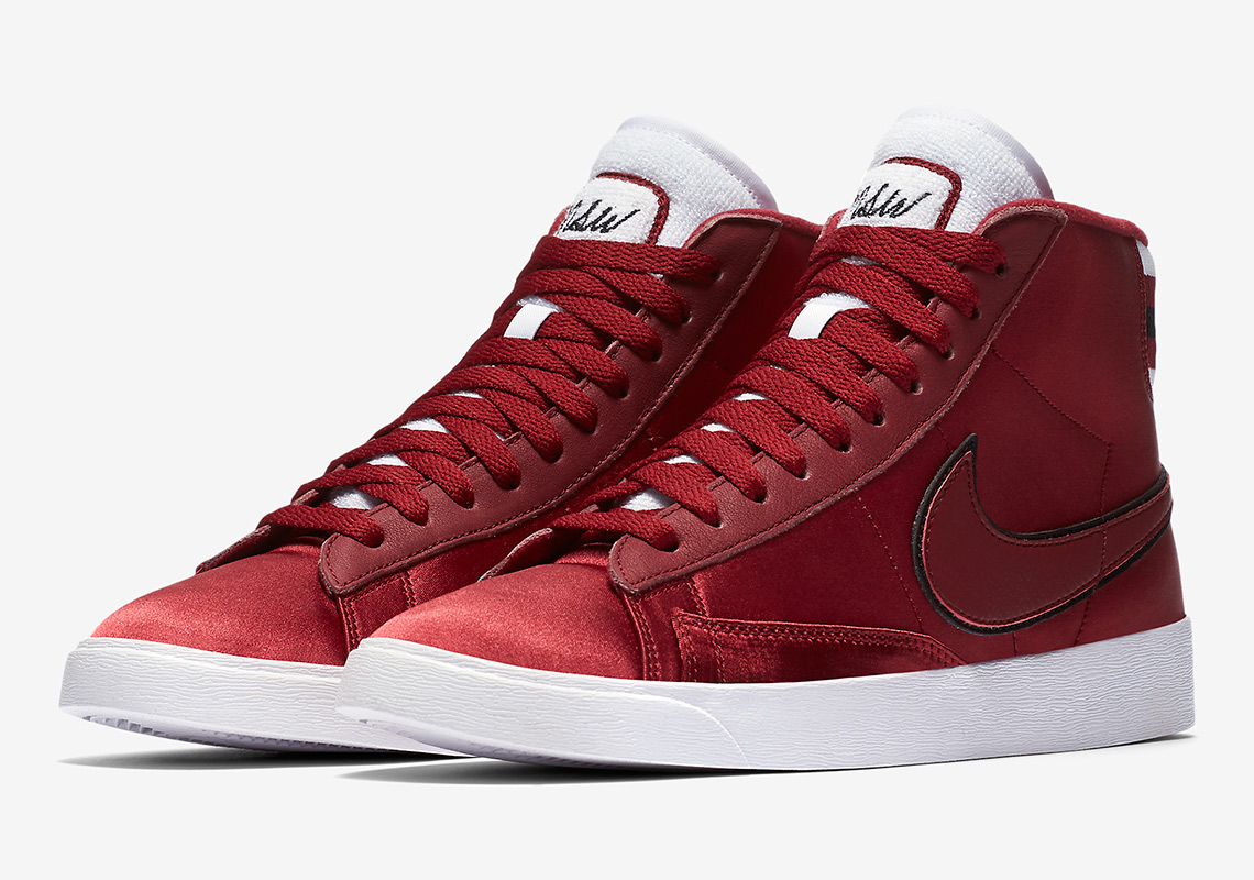 The Nike Blazer Mid "Satin" Features Varsity Jacket Detailing