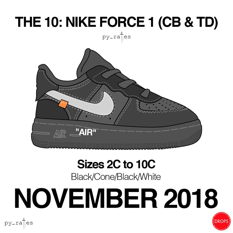 Off White Nike Force 1 Td Cb Infant Sizes Black