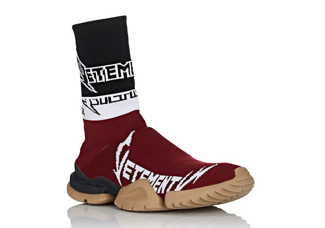 Vetements Reebok Sock Runner Burgundy Black White 2