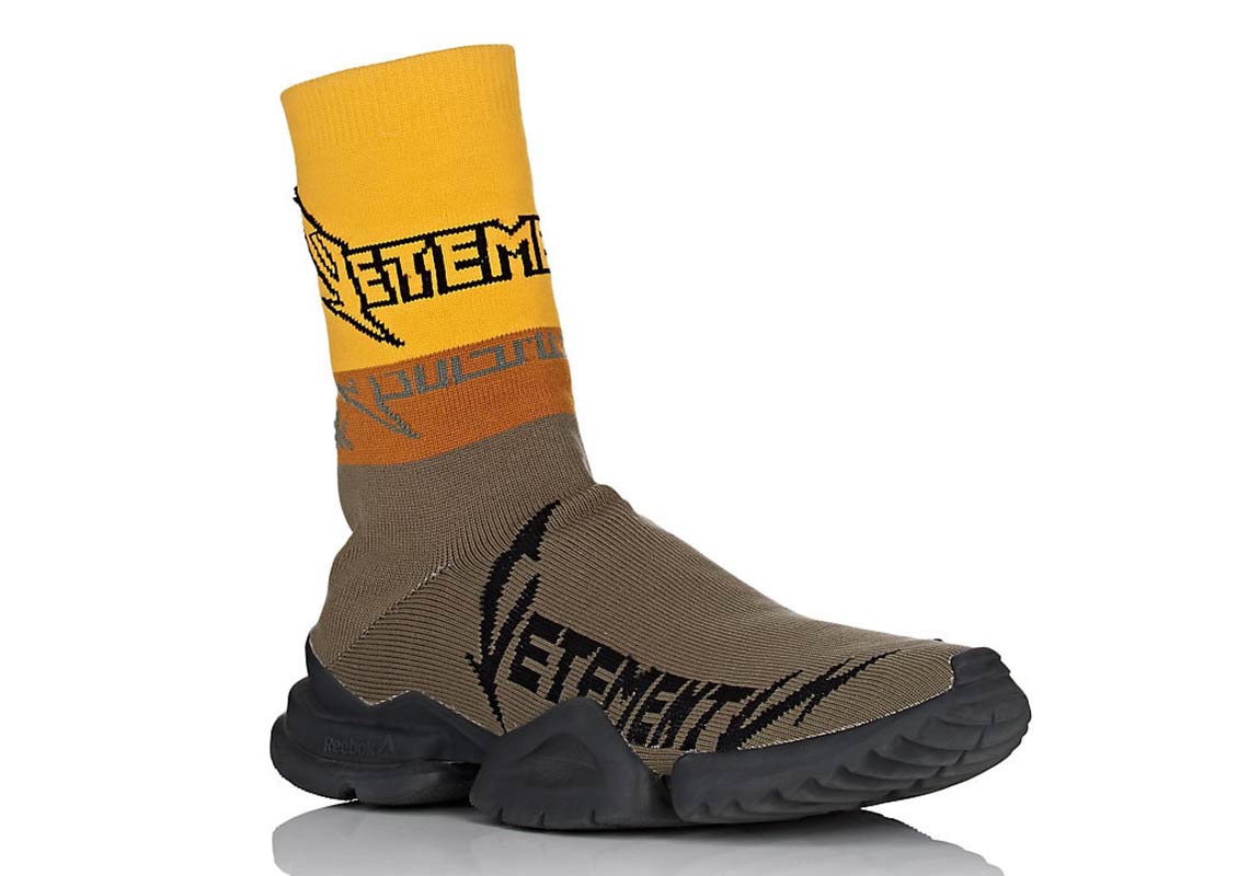 Vetements Reebok Sock Runner Olive Yellow Black 2