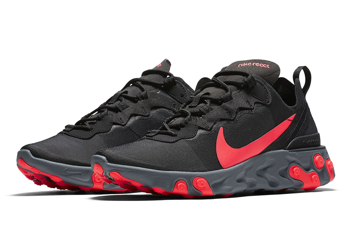 Nike React Element 55 Black Solar Red Grey 1