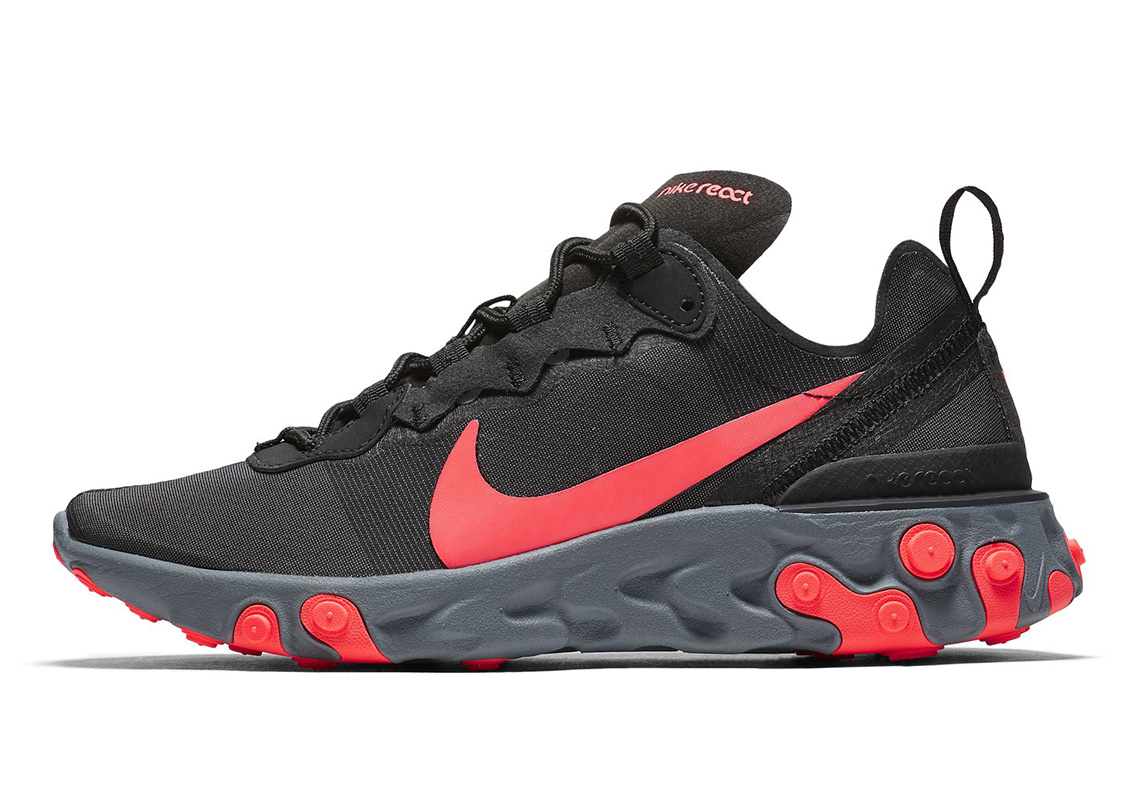 Nike React Element 55 Black Solar Red Grey 2