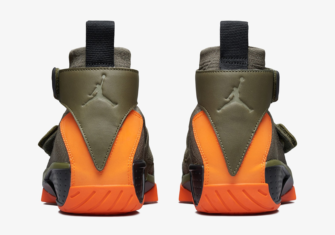 Air Jordan 20 Flyknit Olive Orange Flight Jacket 4