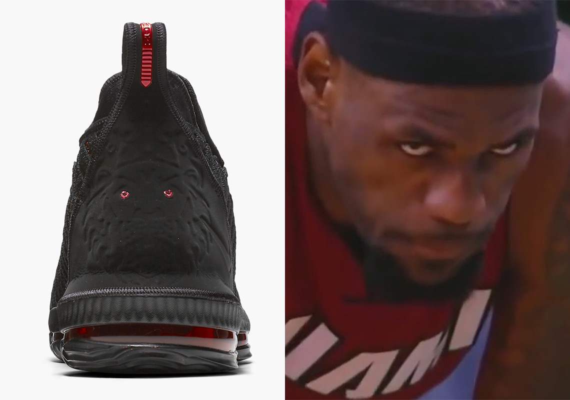 The Red Eyes On The Nike LeBron 16 "Fresh Bred" Inspired By LeBron's Sinister Staredown