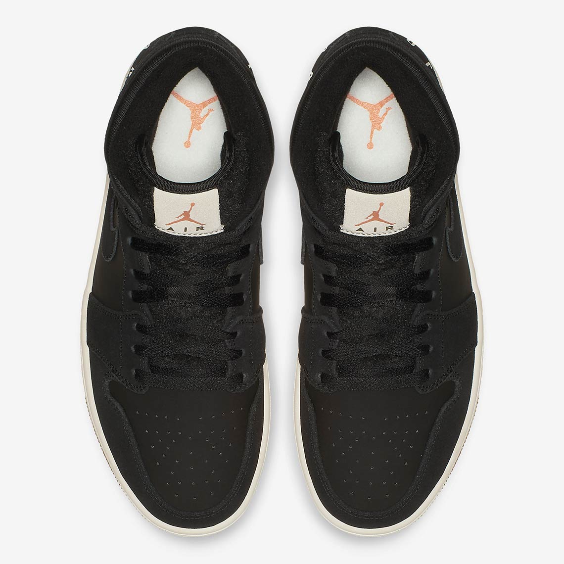 Air Jordan 1 Mid Fleece Tongue Black Bq6579 001 4